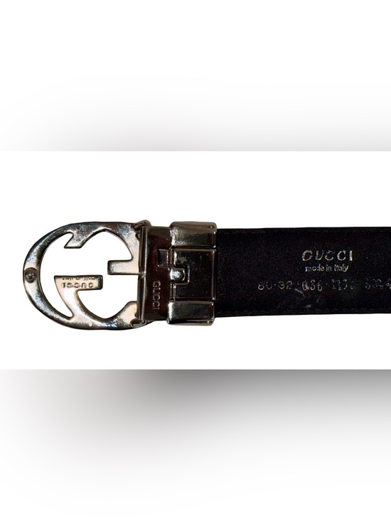 GUCCI INTERLOCKING G BLACK LEATHER BELT
